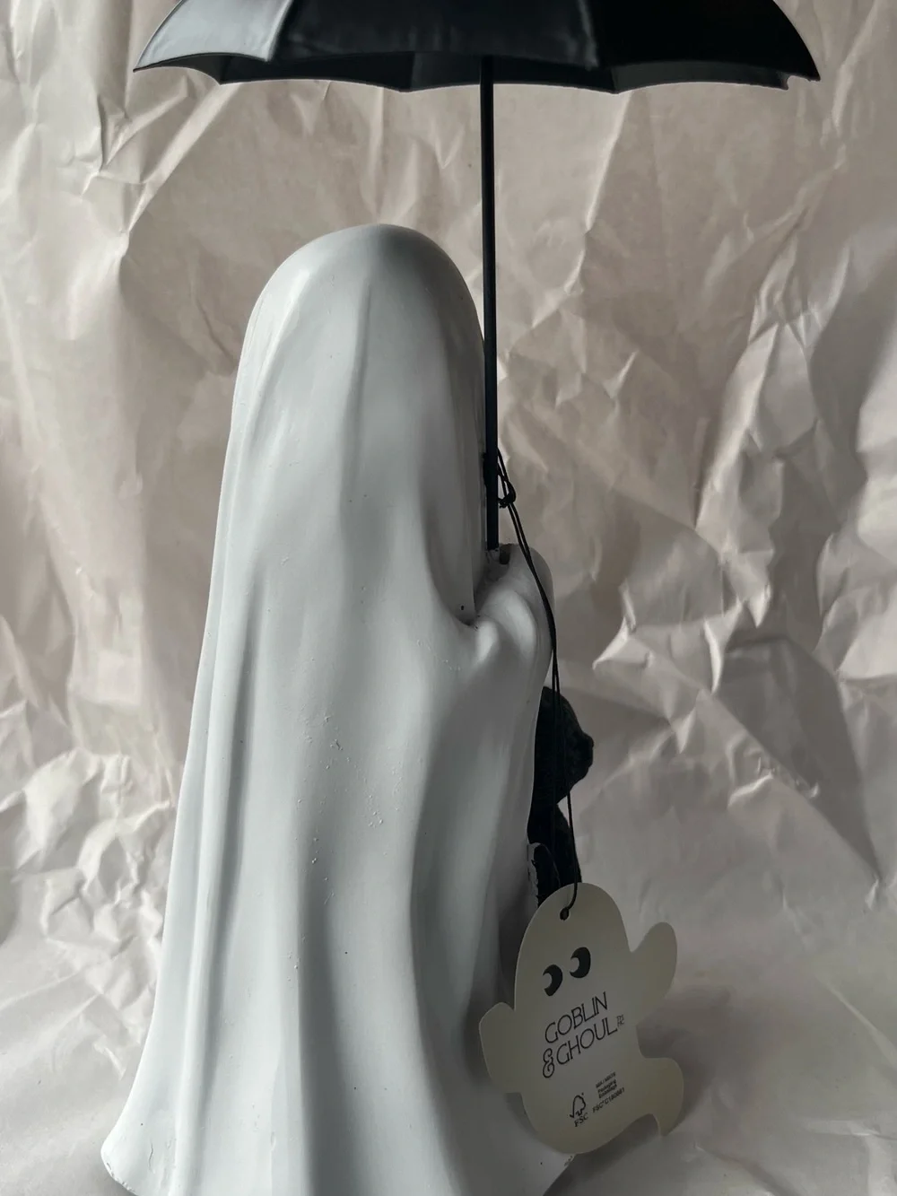 Kids Ghost Costume with Black Cat Accessory - White and Black